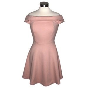 LULU’S Pink Off‎ the Shoulder Fit & Flare Dress Sz M
